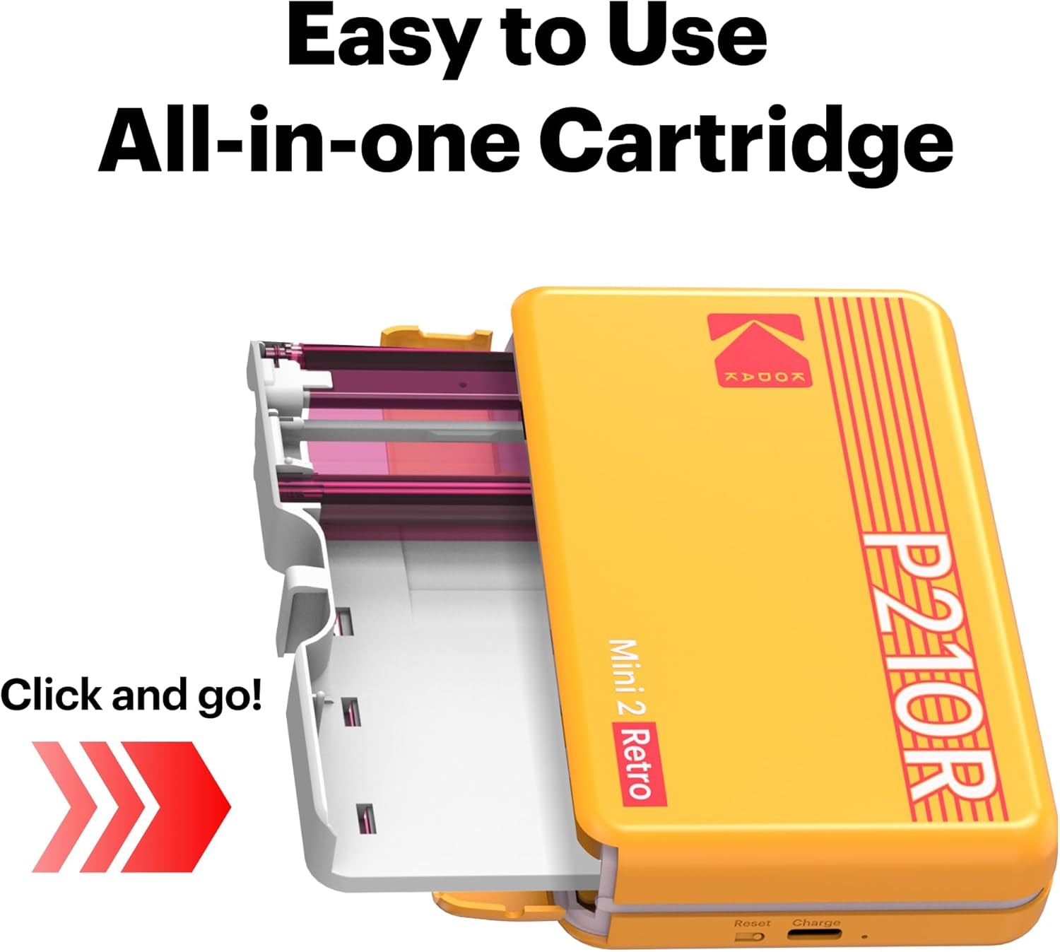 KODAK Mini 2 Retro 2X3 Portable Photo Printer, 38 Sheets, Bluetooth Smartphone Printer for Iphone & Android, Instant Color Prints, 4PASS Dye Sublimation, White