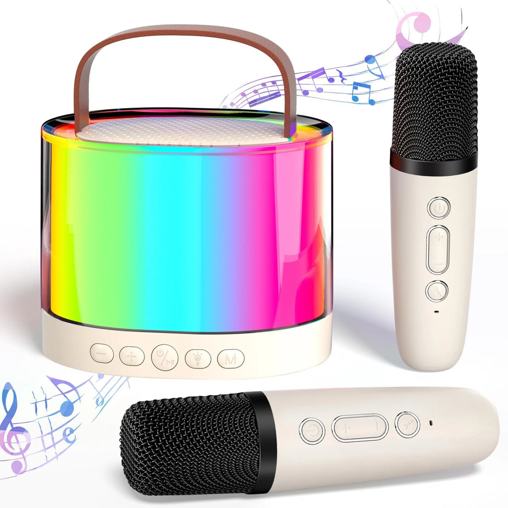 Karaoke Machine for Kids Age 3, 4, 5, 6, 7, 8+ Year Old, Mini Karaoke Speaker with 2 Microphones & Lights, Portable Bluetooth Speaker for Birthday Christmas Party Gifts