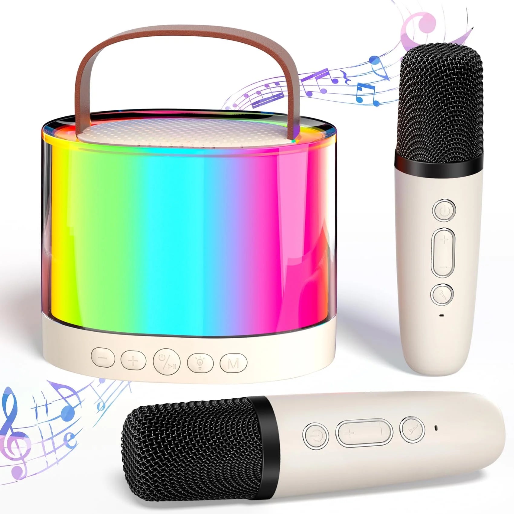 Karaoke Machine for Kids Age 3, 4, 5, 6, 7, 8+ Year Old, Mini Karaoke Speaker with 2 Microphones & Lights, Portable Bluetooth Speaker for Birthday Christmas Party Gifts