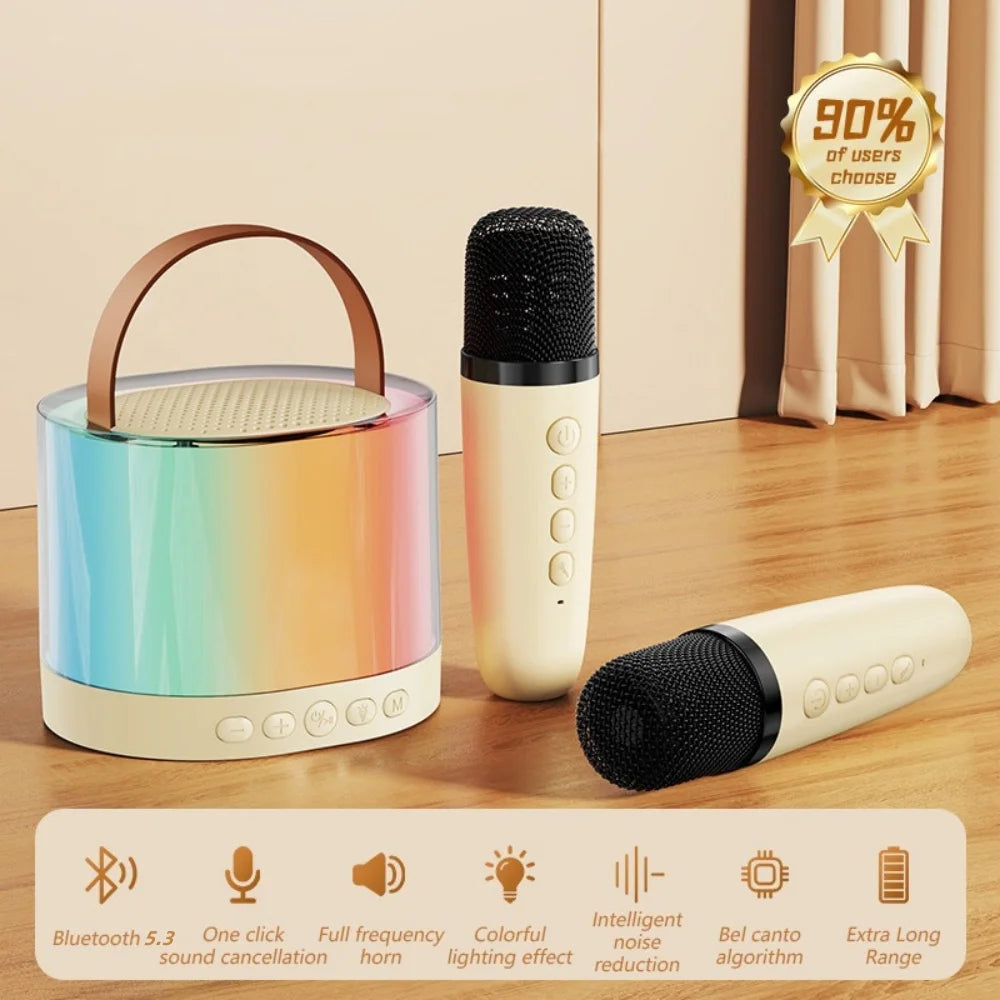 Karaoke Machine for Kids Age 3, 4, 5, 6, 7, 8+ Year Old, Mini Karaoke Speaker with 2 Microphones & Lights, Portable Bluetooth Speaker for Birthday Christmas Party Gifts