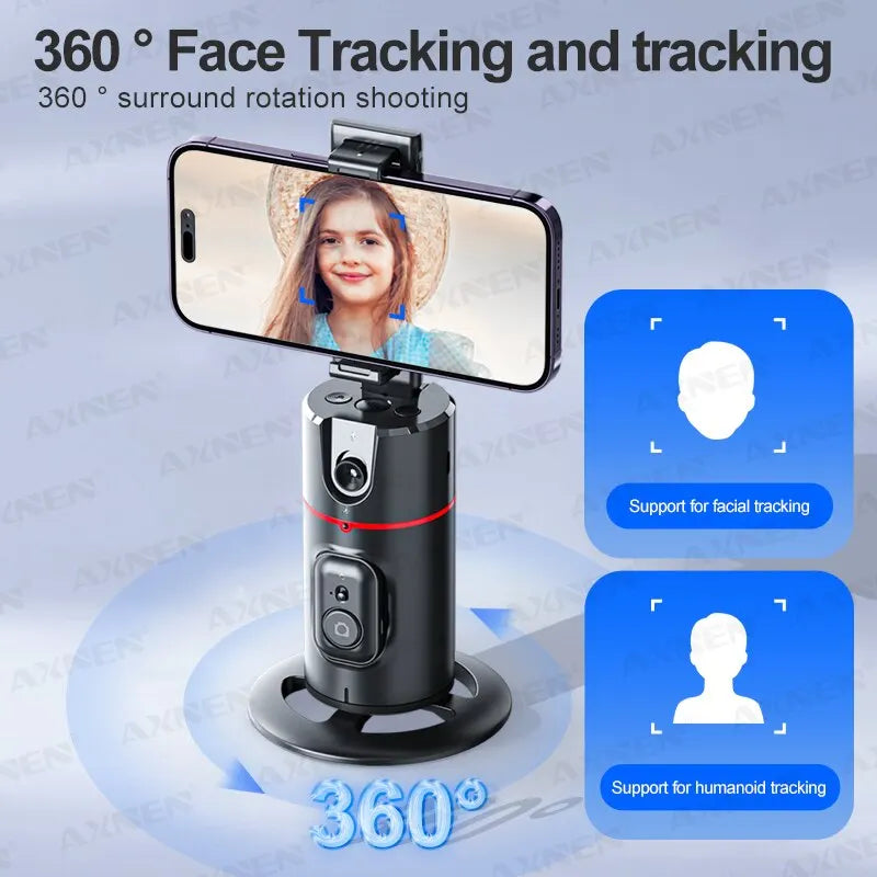 P02 360 Rotation Follow-Up Gimbal Stabilizer Monopod Desktop Tracking Gimbal with Remote for Phone Live Photography