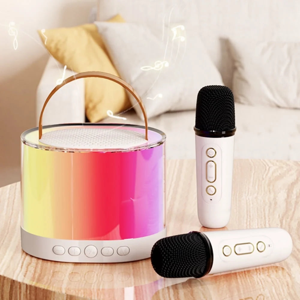 Karaoke Machine for Kids Age 3, 4, 5, 6, 7, 8+ Year Old, Mini Karaoke Speaker with 2 Microphones & Lights, Portable Bluetooth Speaker for Birthday Christmas Party Gifts